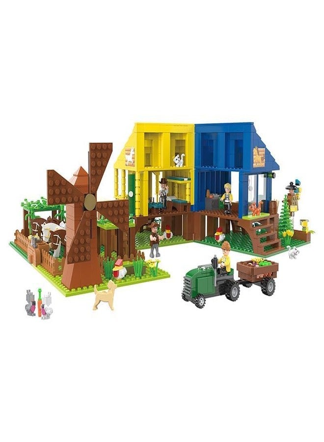 Brighterbee Building Blocks Farm House Set with Tractor, Windmill, Animals, and Accessories, 800+ Pieces - Image 3